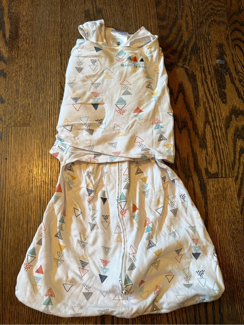 Halo White Sleep Sack with Multicolor Triangle Pattern